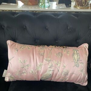 Elegant Pink Accent Pillow with Bird Design